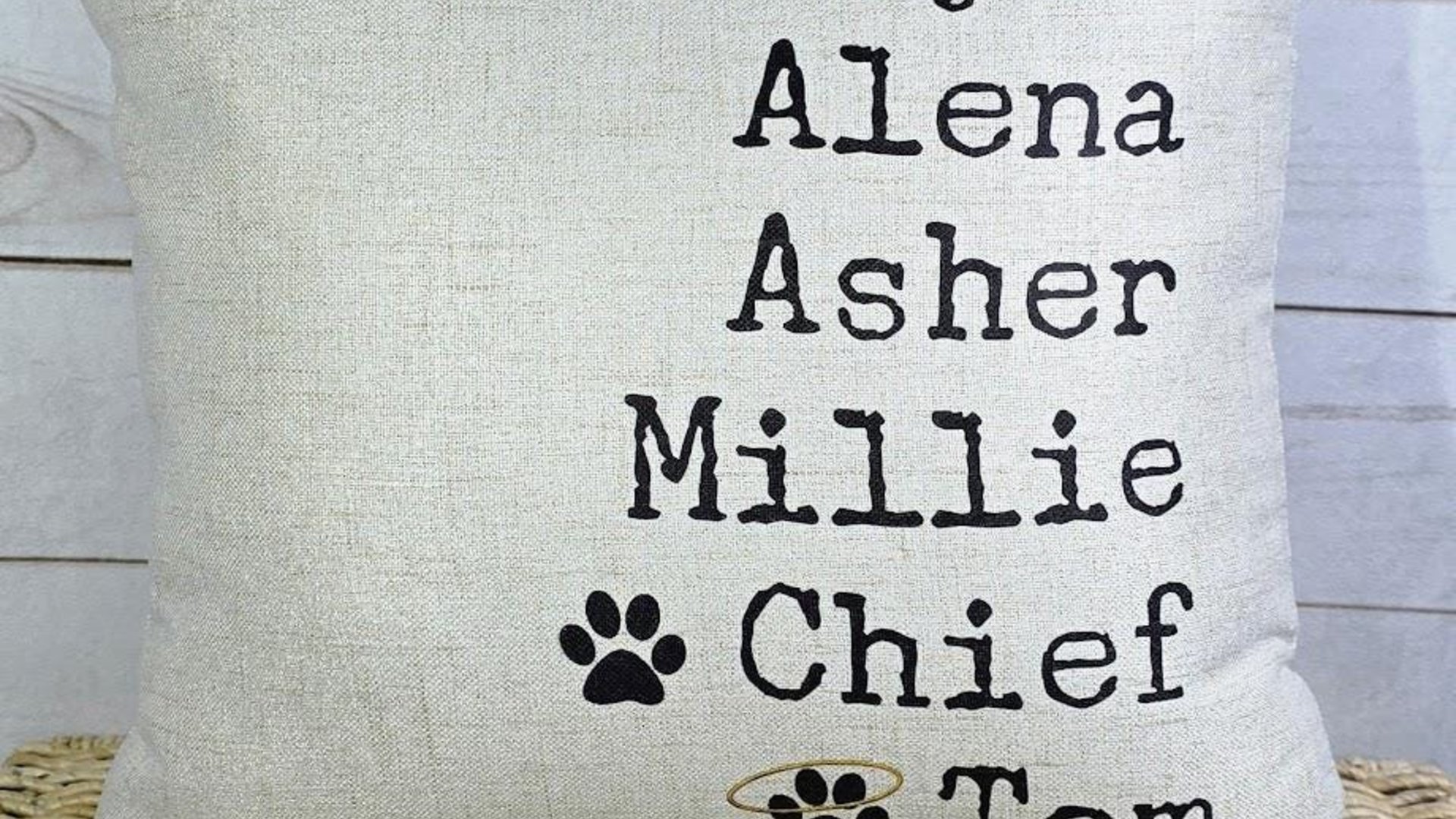 personalized family names throw pillow for couch, pet name pillow, unique wedding gifts for couple, dog parents gift, modern farmhouse decor