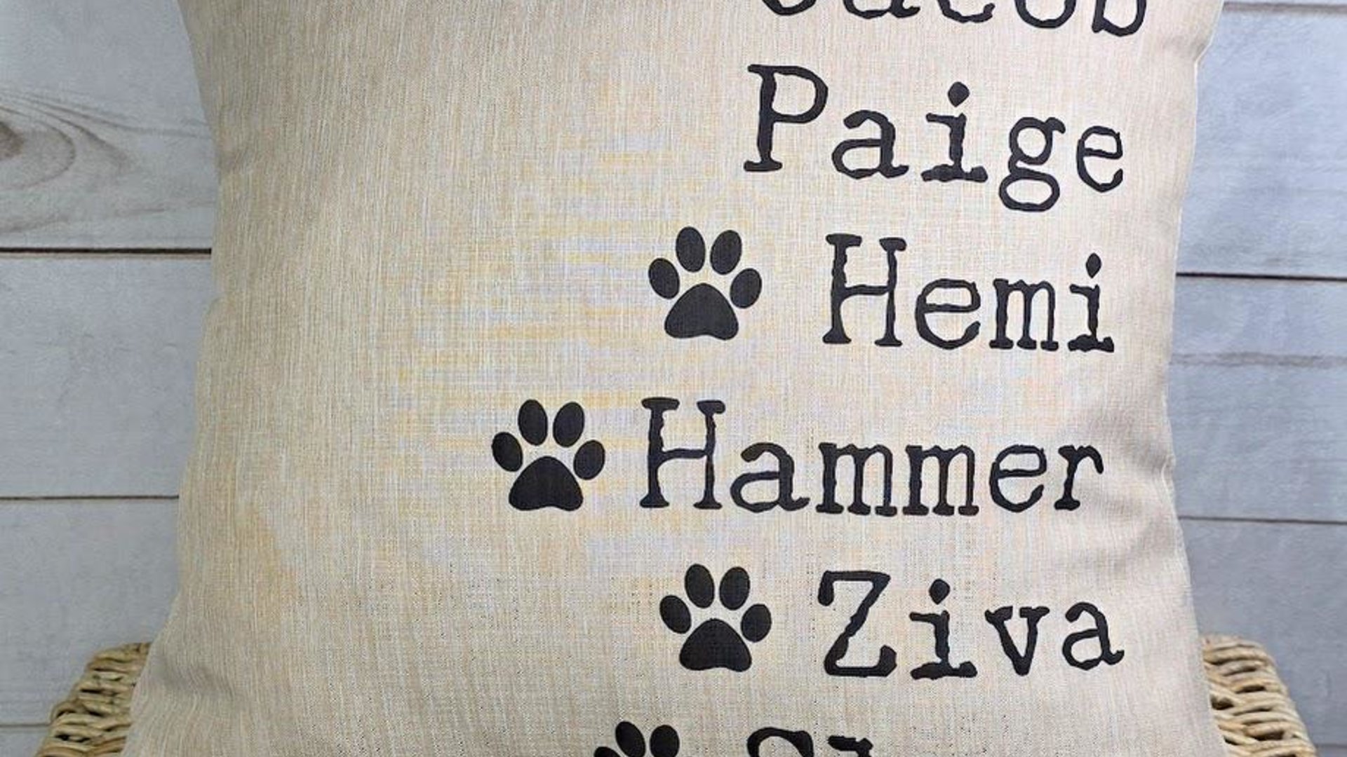 personalized family names throw pillow for bed, pet name pillow, unique anniversary gift for couple, dog parent gift, modern farmhouse decor