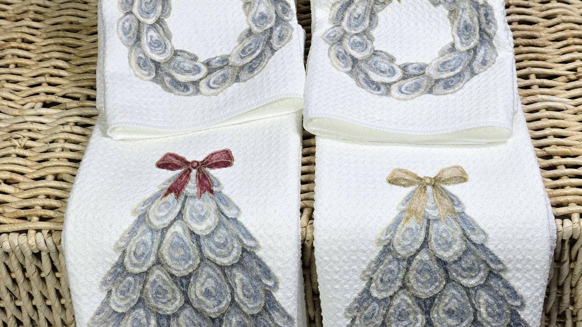 oyster shell nautical Christmas tree throw pillow for guest room, coastal Christmas pillow cover 18 x 18, beach Christmas gifts for ladies