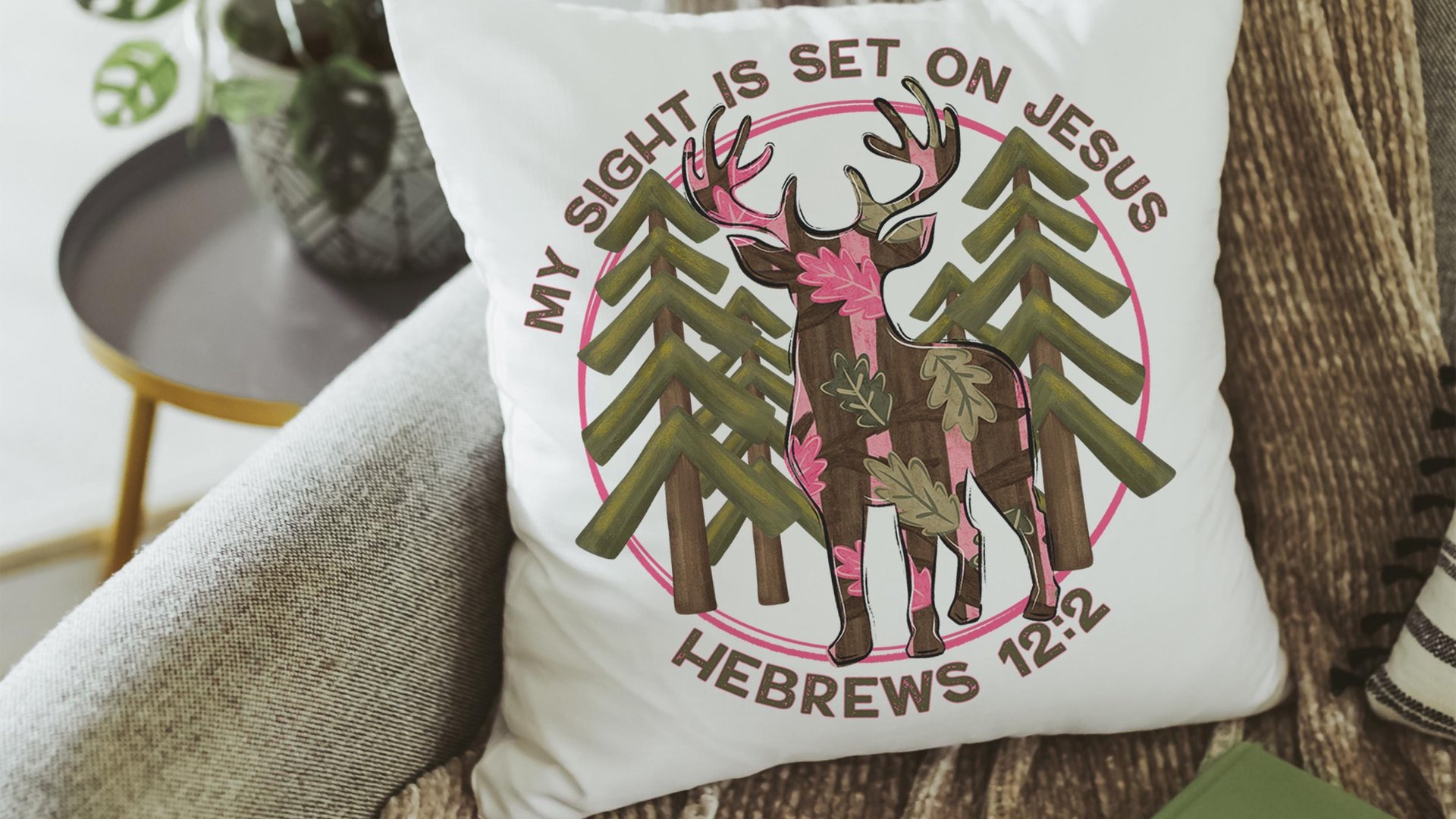 sight on Jesus Christian throw pillows for couch religious stocking stuffers for teens, pink camo nursery decor, baby girl baptism gifts