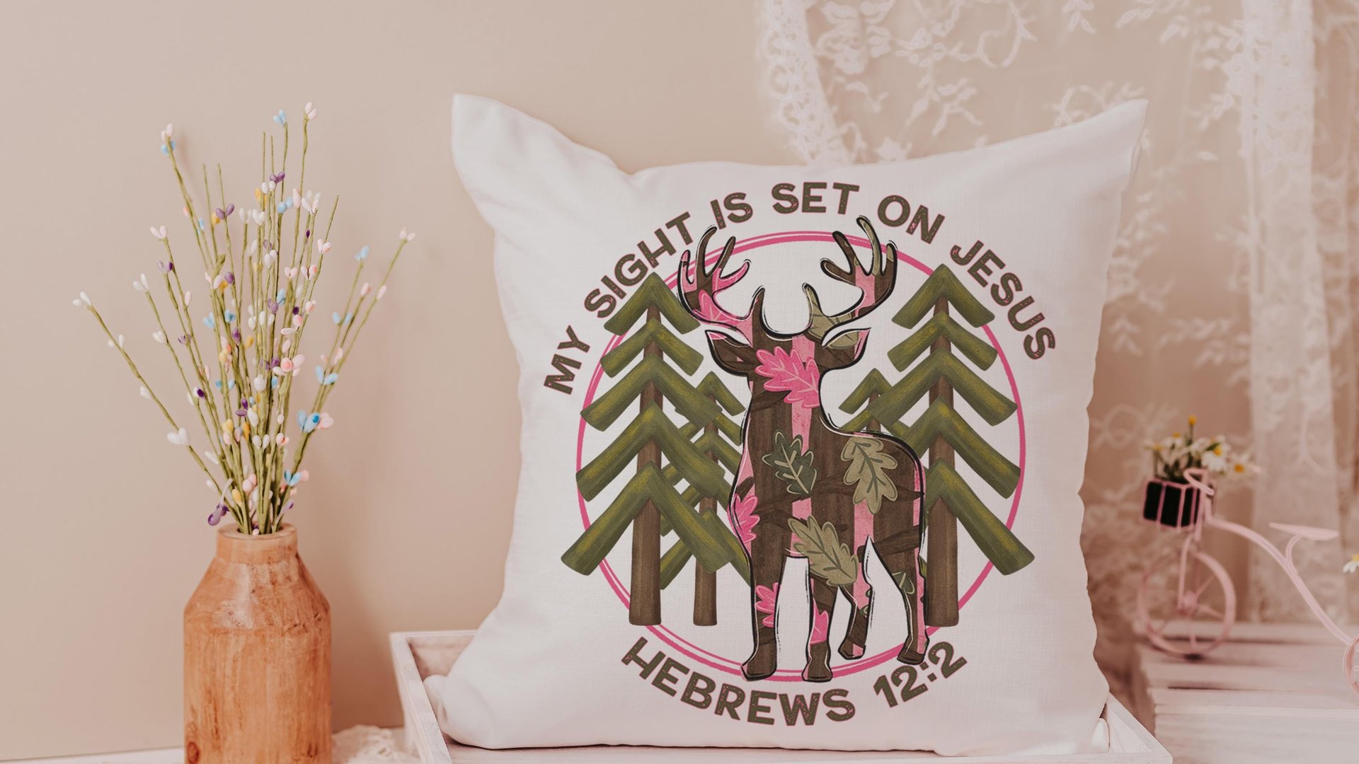 sight on Jesus Christian throw pillows for couch religious stocking stuffers for teen boys, hunting nursery decor, baby boy baptism gifts