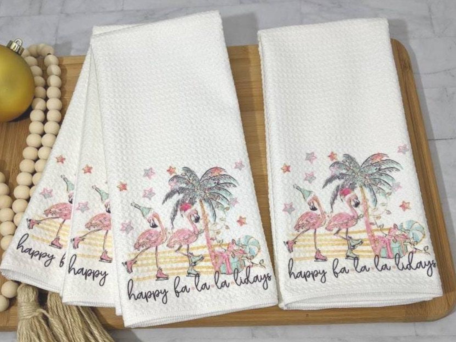 flamingo Christmas fa la la Christmas throw pillows for women, coastal Christmas gifts for beach lovers, beach Christmas decor for home