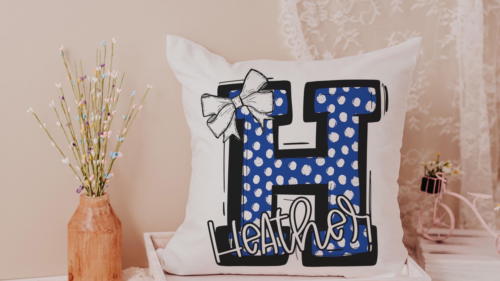 personalized initial throw pillows for couch custom Columbia blue dorm pillows for girls, secret Santa gifts for teenage girls, college