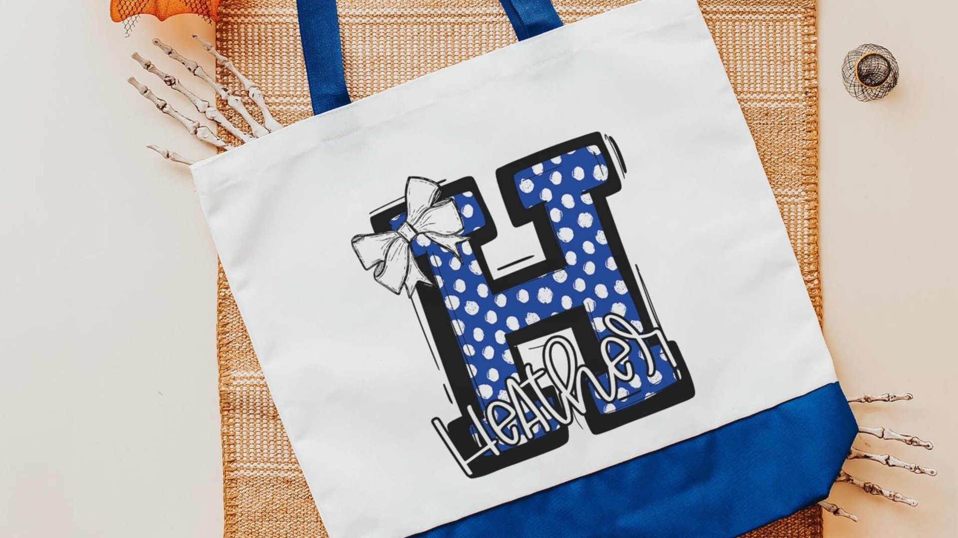 personalized gold coquette initial tote bag with name, school spirit gear, cheer tote bag for girls, college student gift, cheerleader gifts