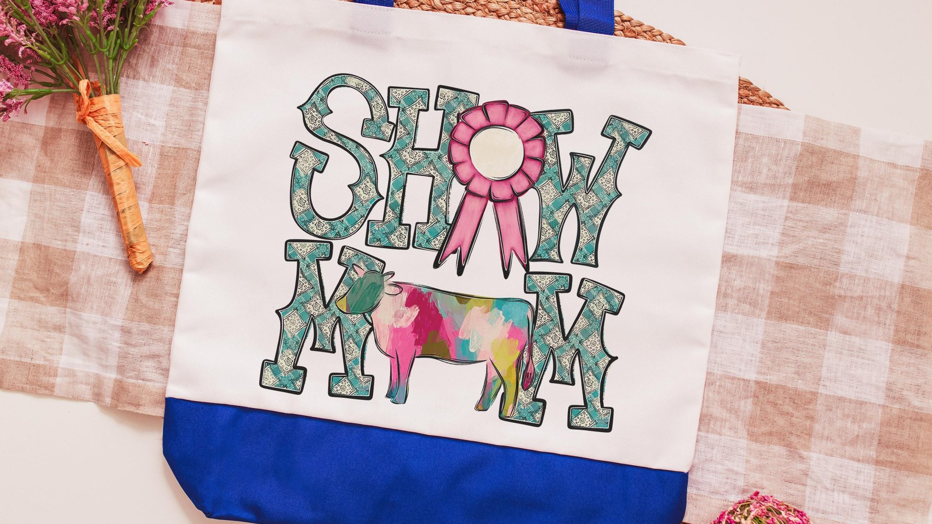 show mom cow tote bags for women, country girl gifts, farmers market bag, cow farmer Xmas gifts for farmers, Hereford cow gifts for cow