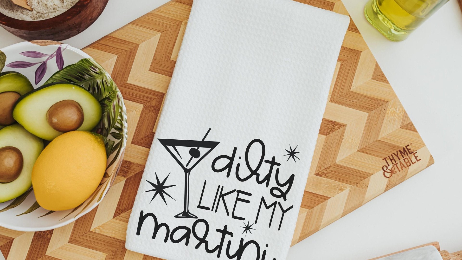 dirty martini hand towels for bestie, funny kitchen towels women gifts, home bar accessories, sarcastic gifts for coworkers, cocktail towels