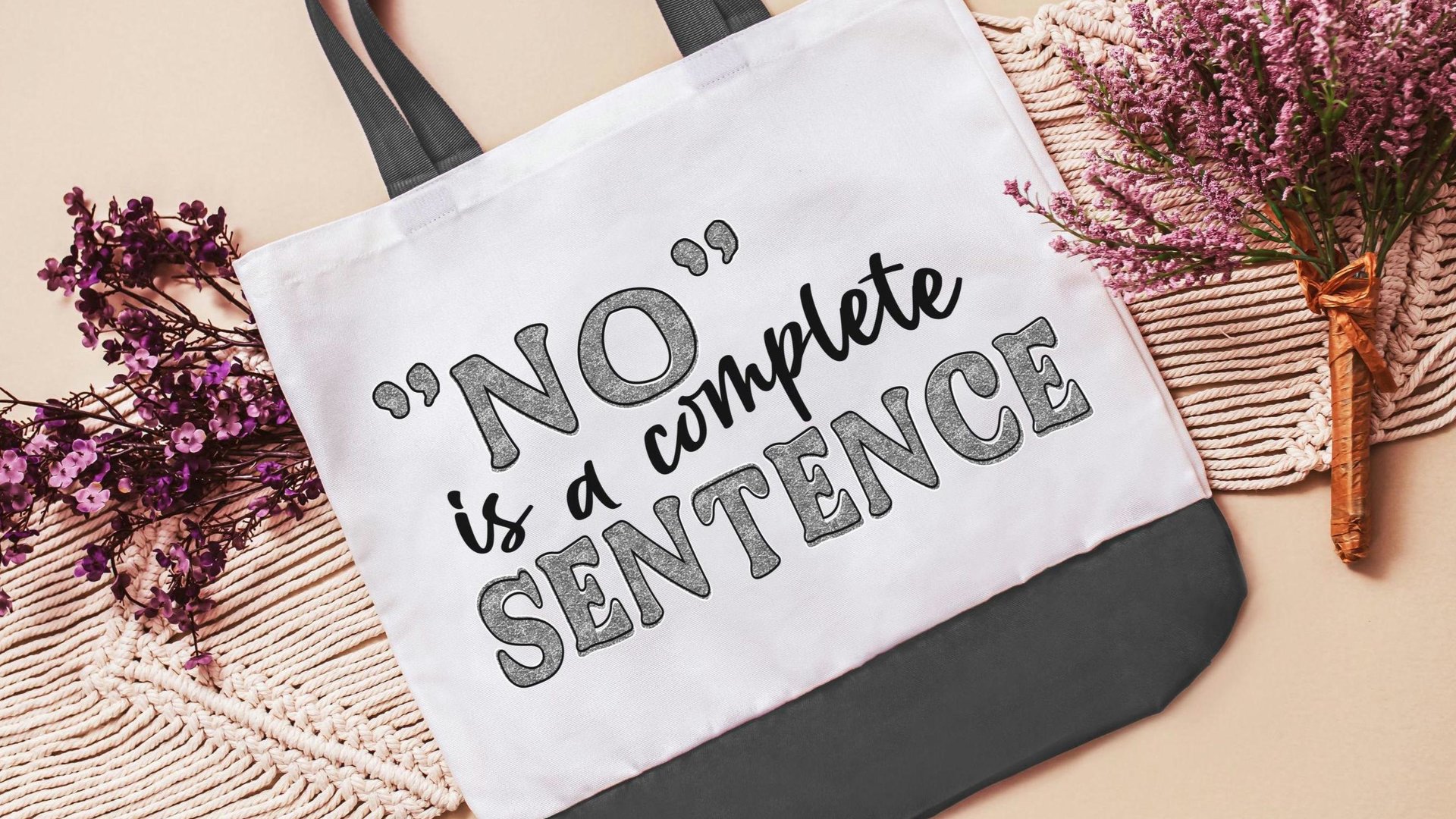no is a complete sentence feminist tote bag for books, strong women gifts, reusable shopping bag, female empowerment gifts, best friend