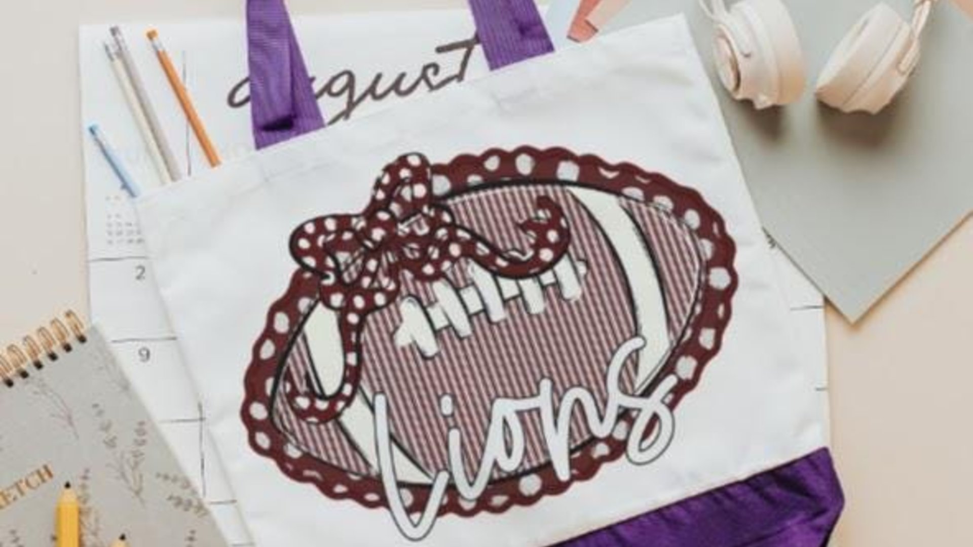 personalized orange seersucker football tote bag for cheer squad gifts, orange school spirit bag with name, Christmas gifts for cheerleaders