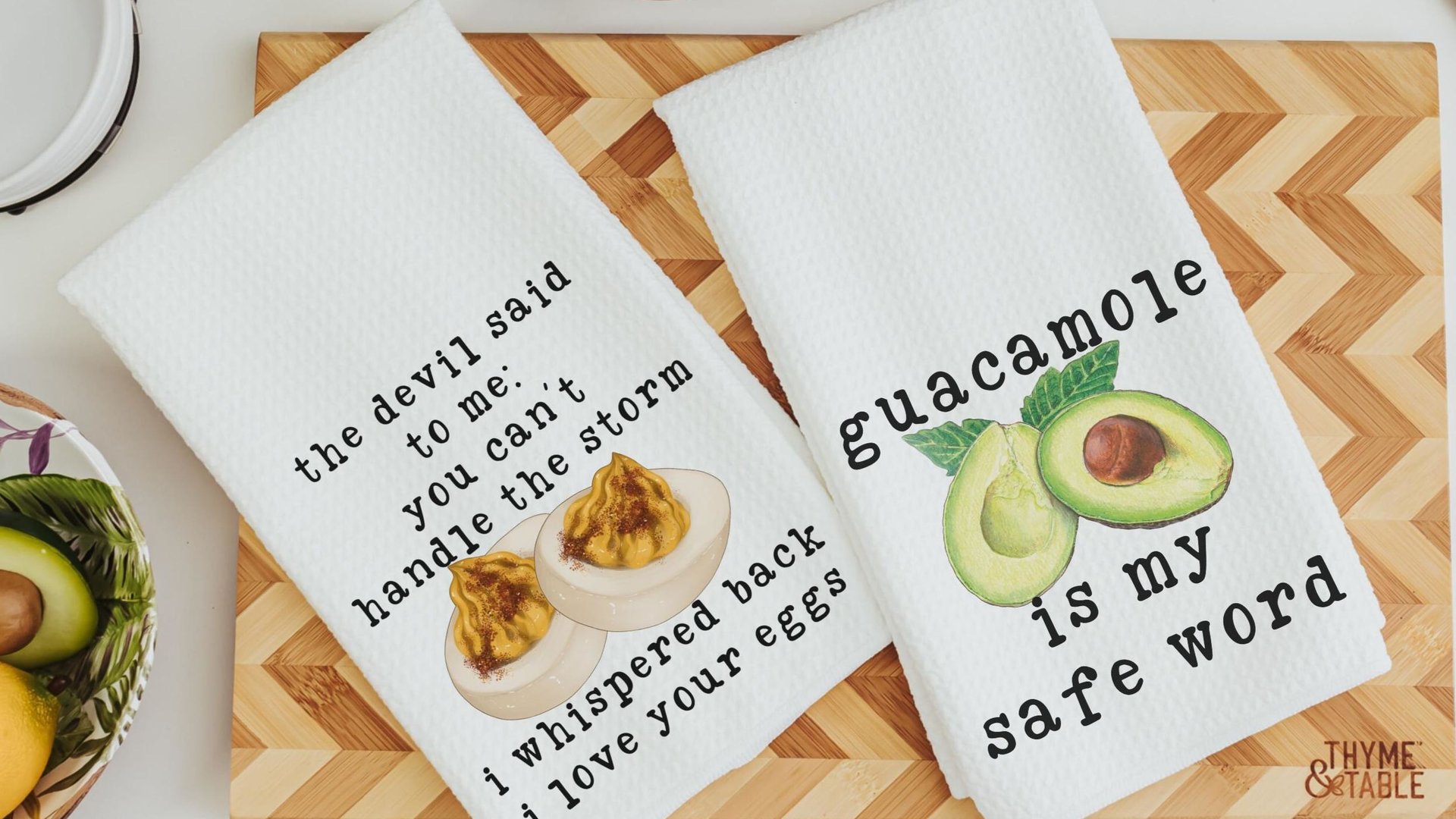 deviled eggs funny kitchen towels, guacamole gift, sassy gifts, safe word kitchen hand towels, smut reader gift, trendy Mothers day gifts