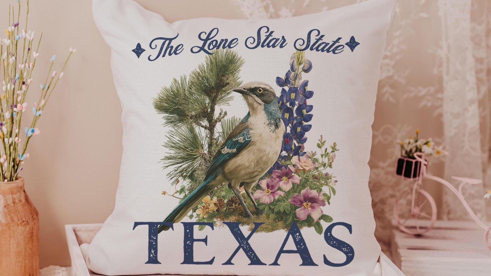 Michigan state bird throw pillows for couch floral Michigan state flower decorative pillows for sofa, Michigan gifts for women, real estate