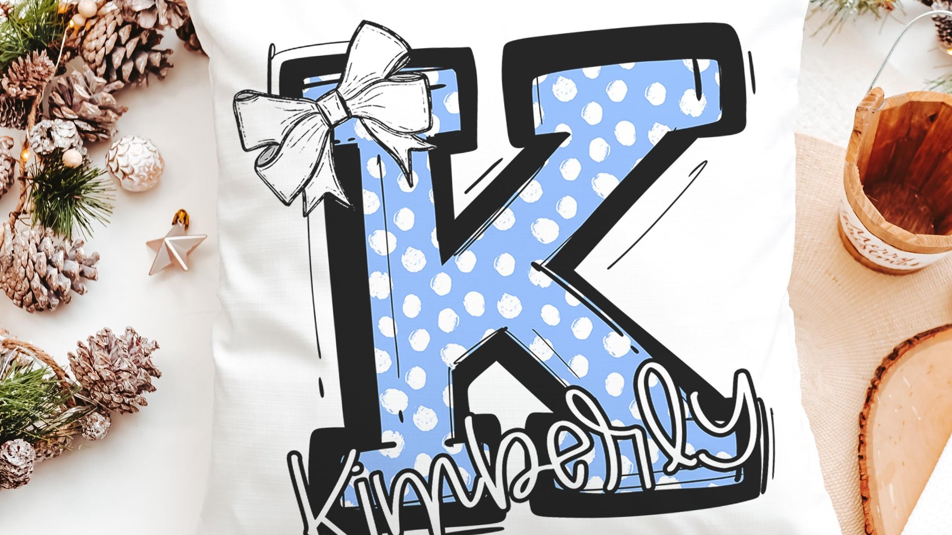 personalized initial throw pillows for couch custom Columbia blue dorm pillows for girls, secret Santa gifts for teenage girls, college