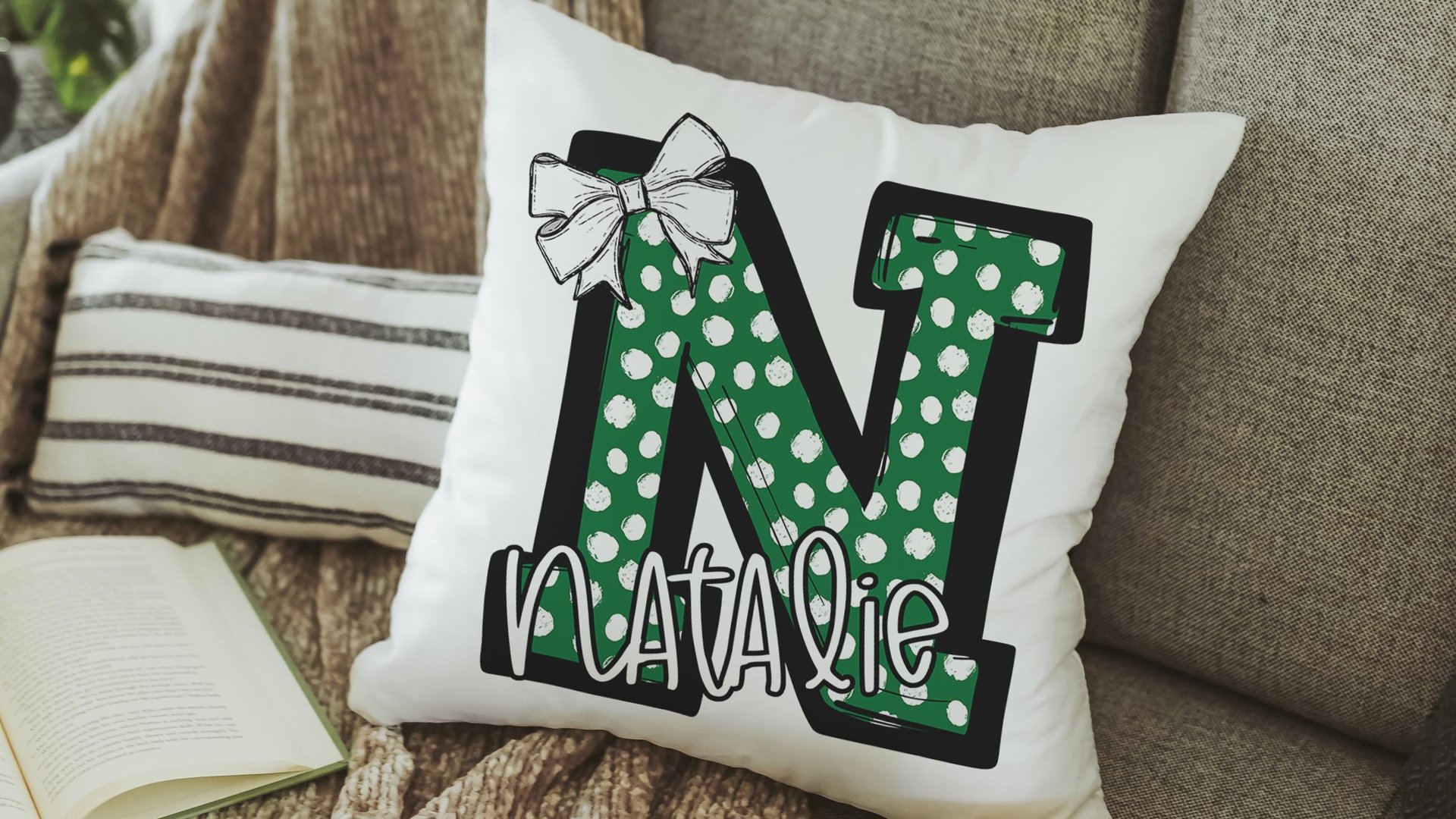 personalized initial throw pillows for couch custom Columbia blue dorm pillows for girls, secret Santa gifts for teenage girls, college