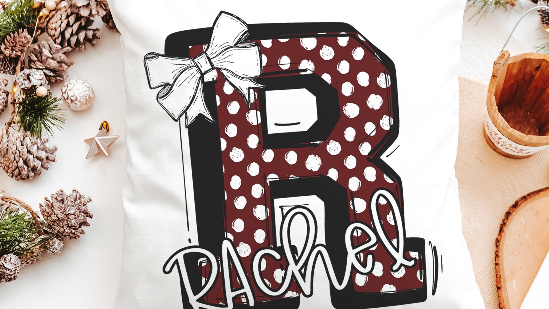 personalized cherry red initial throw pillows for couch, 2026 high school graduation gifts for granddaughter, college gifts for girls, name