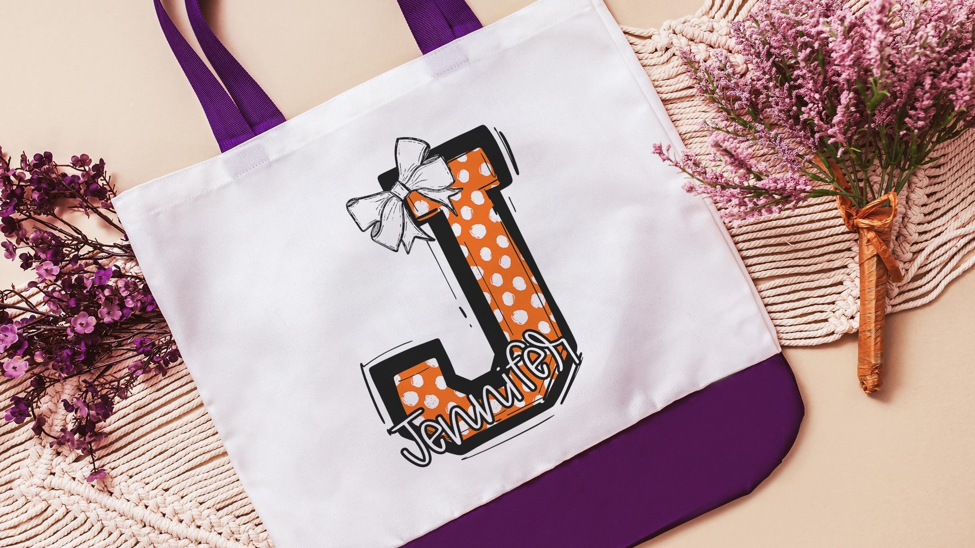 personalized gold coquette initial tote bag with name, school spirit gear, cheer tote bag for girls, college student gift, cheerleader gifts