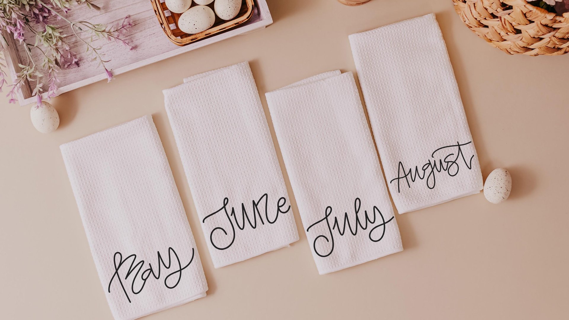 months of the year hand towels for every season SET OF 12, cute kitchen towels for Christmas gifts for new homeowners, minimalist tea towels