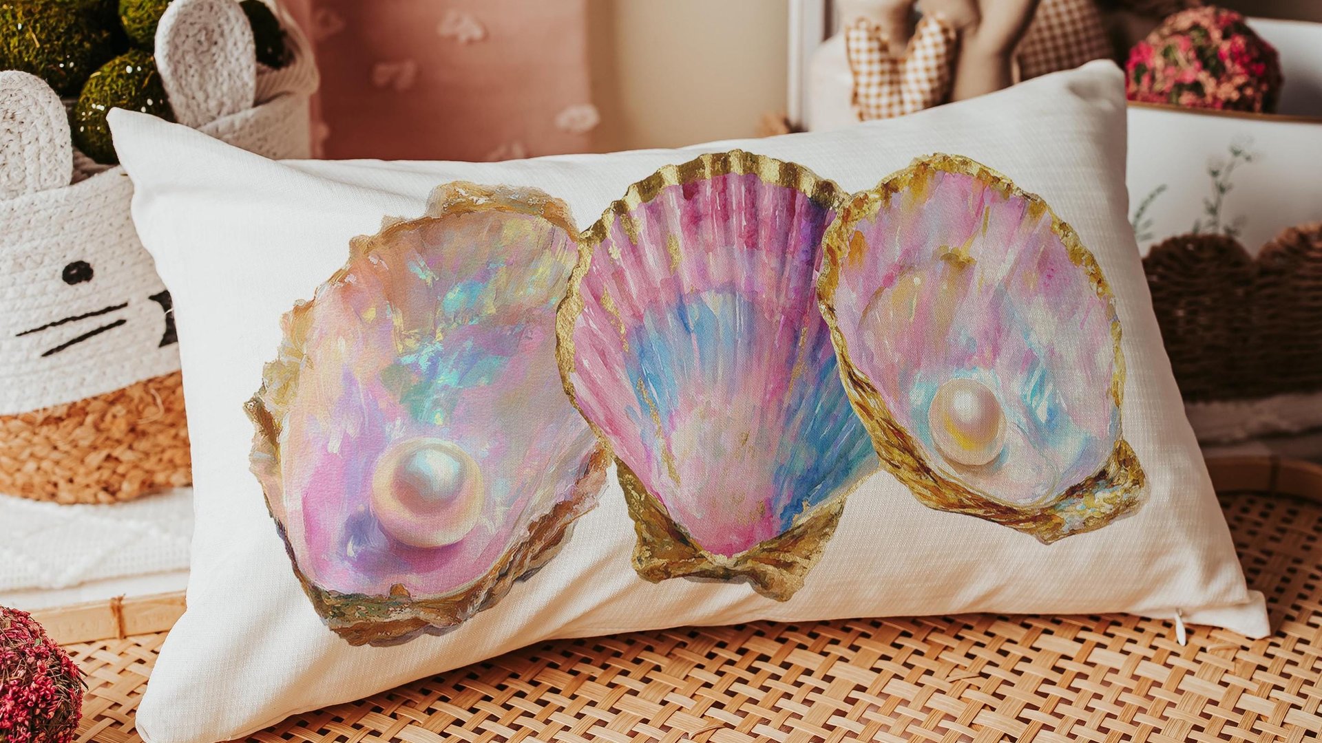 coastal kitchen towels for daughter, opalite pearl oyster hand towels for bathroom beach Christmas gifts for new homeowners, nautical decor