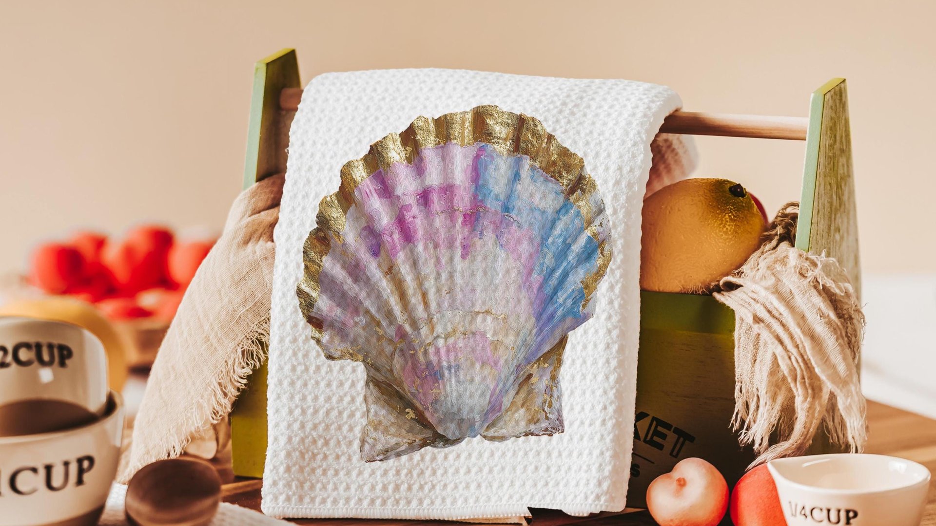 Beach oyster towels for kitchen, opalite pearl oyster throw pillow for couch, beach Christmas gifts for beach lovers, coastal decorative