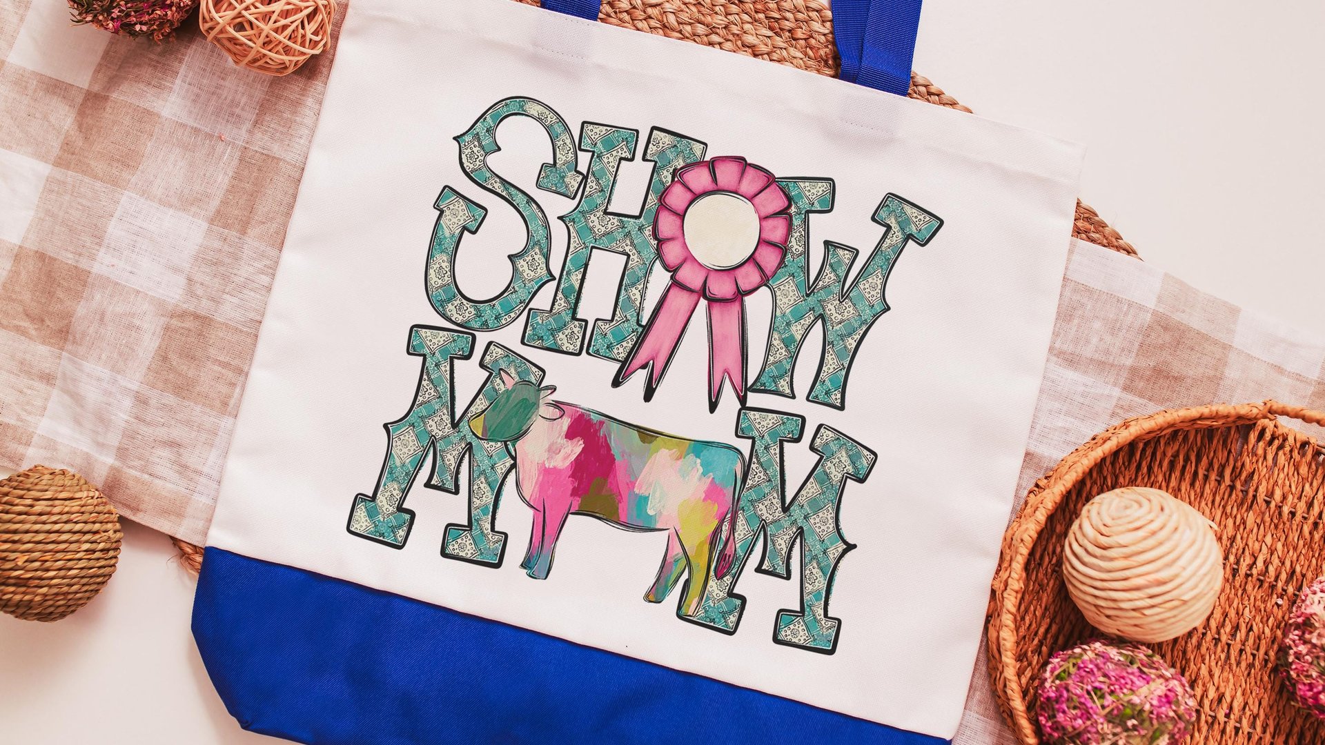 show mom cow tote bags for women, country girl gifts, farmers market bag, cow farmer Xmas gifts for farmers, Hereford cow gifts for cow