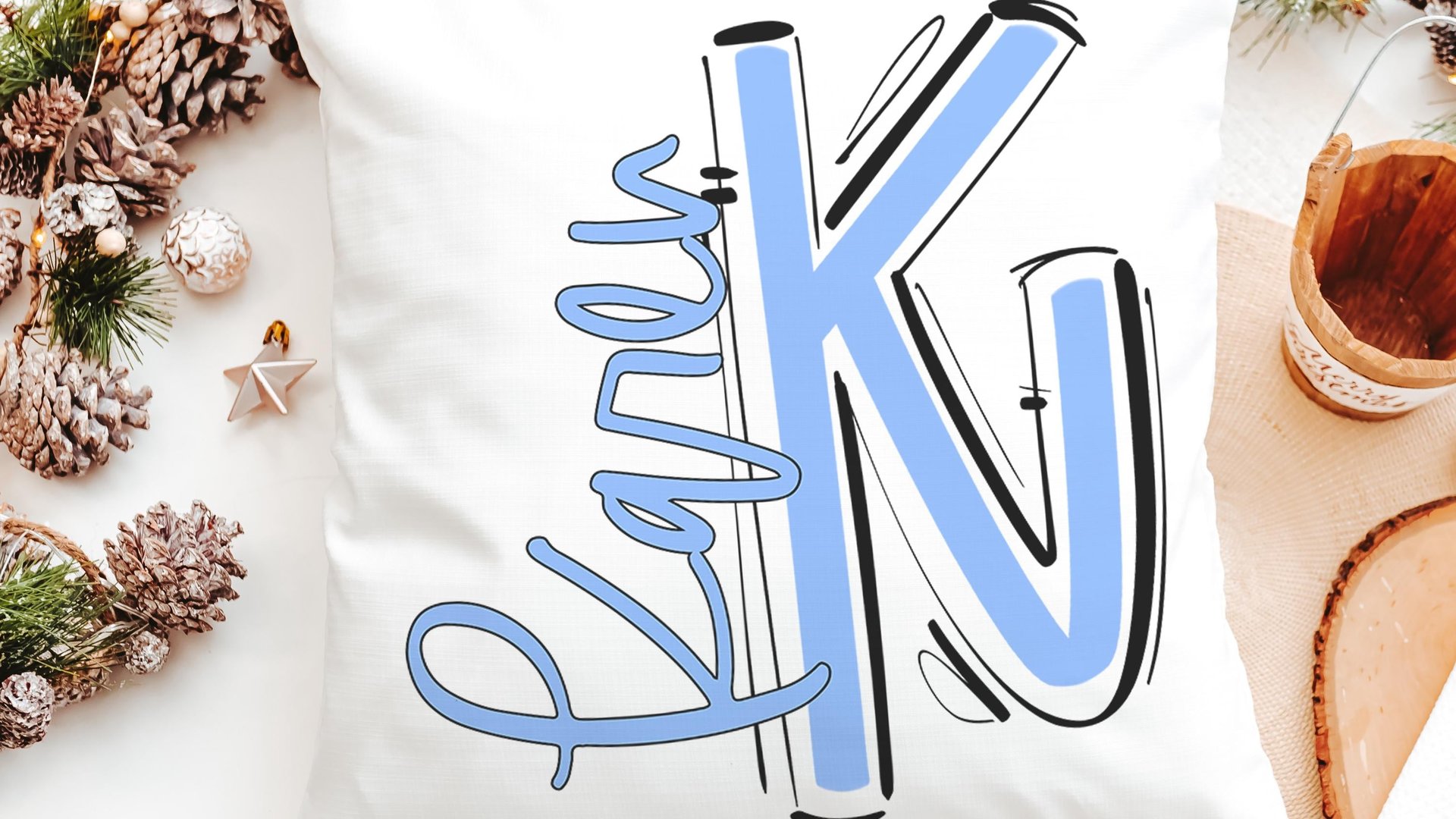 personalized name throw pillow little girl bed decor, Columbia blue initial pillows for girls, Carolina blue decor, secret Santa gifts for