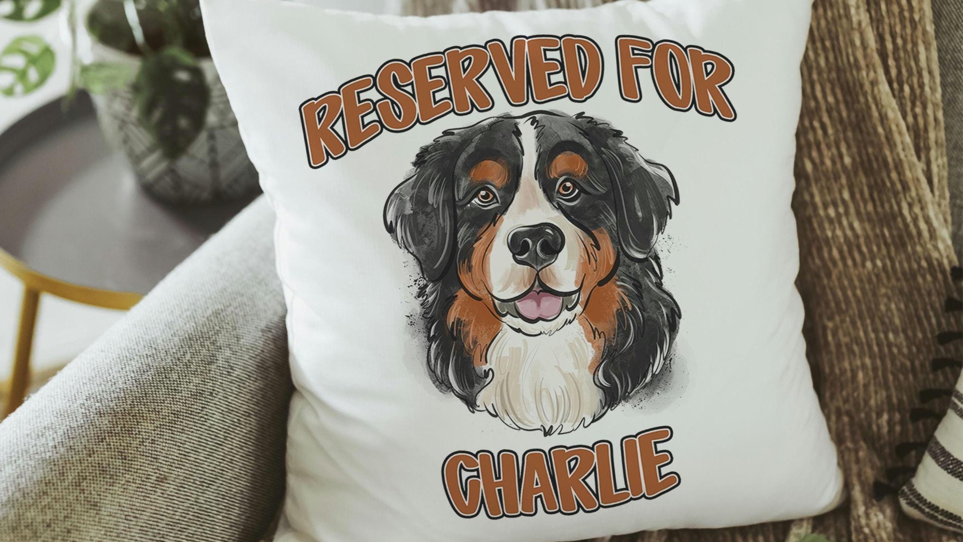 personalized reserved for dog pillow for couch, Bernese mountain dog throw pillow with name, Bernese mountain dog gifts for her, Berner mom