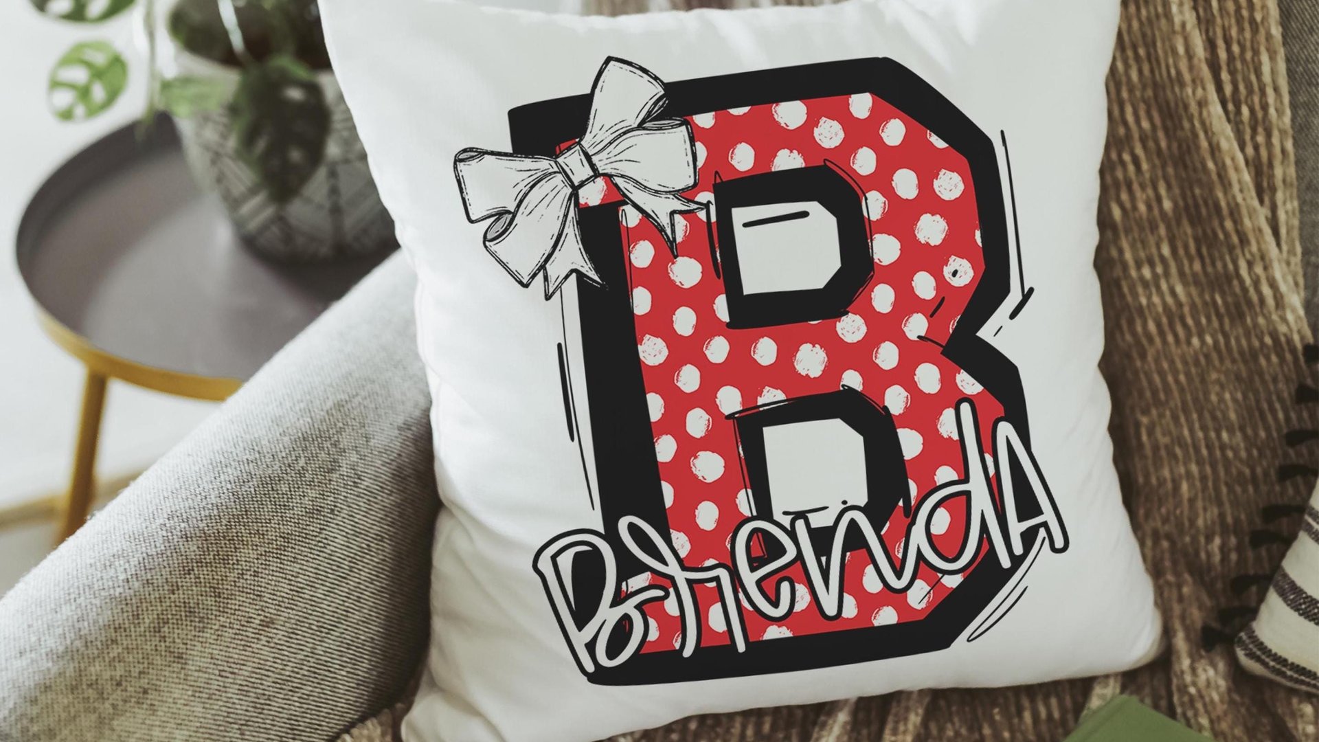 personalized cherry red initial throw pillows for couch, 2026 high school graduation gifts for granddaughter, college gifts for girls, name