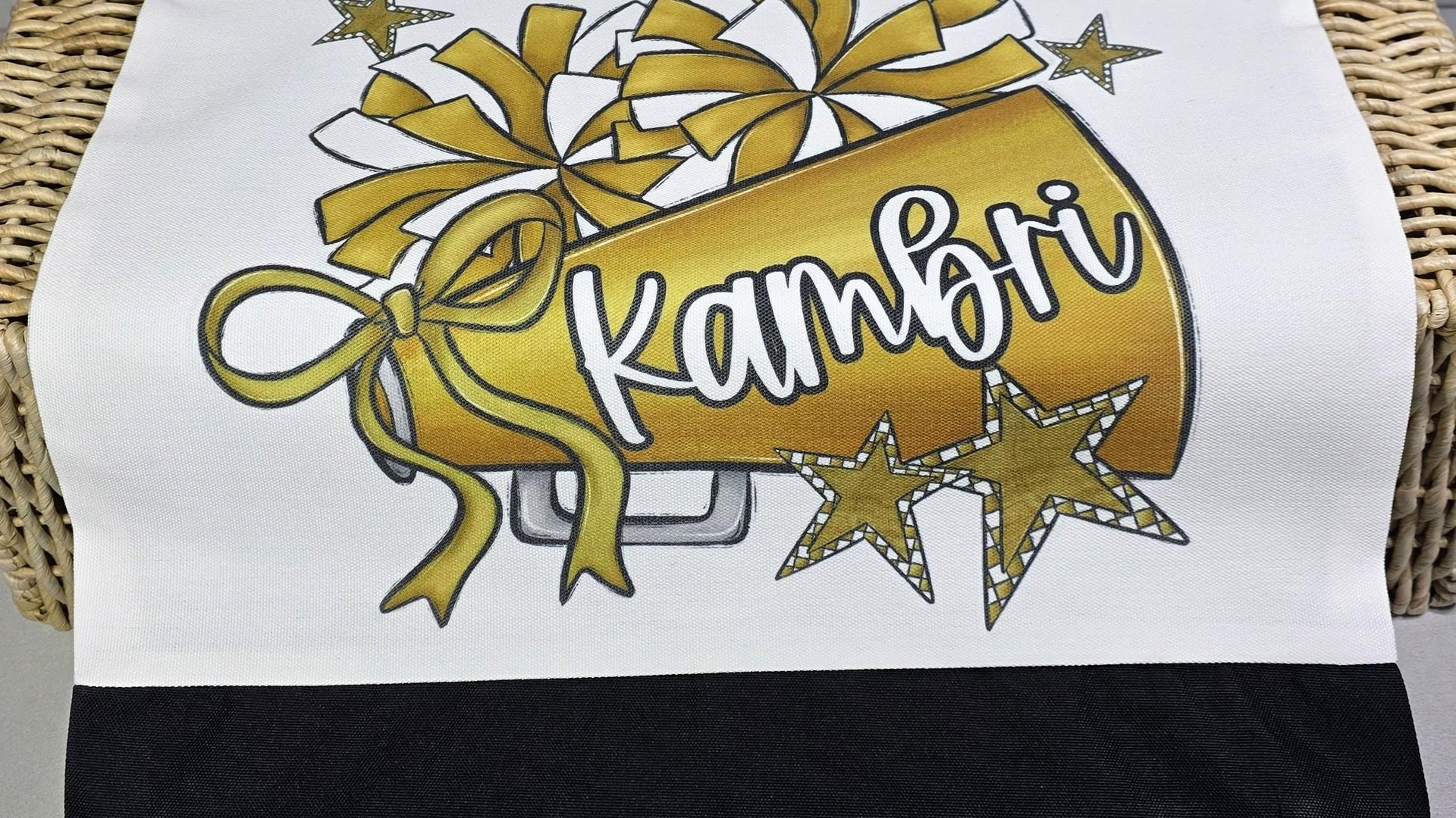 personalized gold pom pom cheer tote bag with name, 2026 high school graduation gifts for granddaughter, senior night cheer gifts for girls