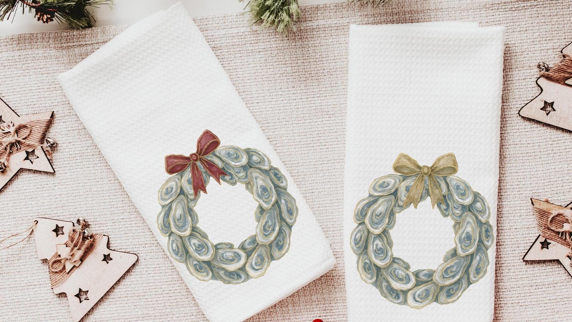 oyster shell Christmas wreath lumbar throw pillows for chairs winter designs, oyster Christmas decorative pillows for couch, beach Christmas