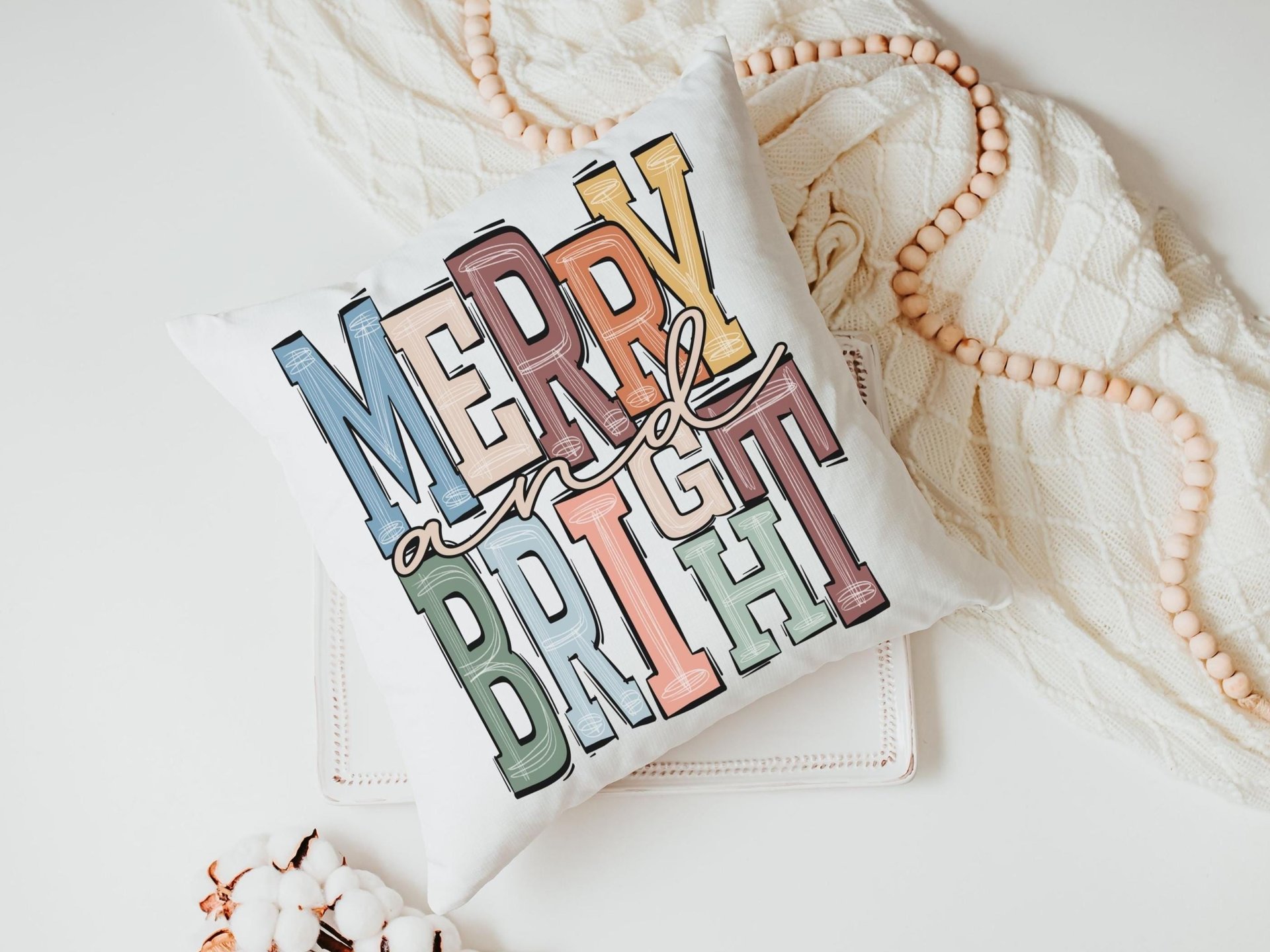 Merry and bright boho throw pillows
