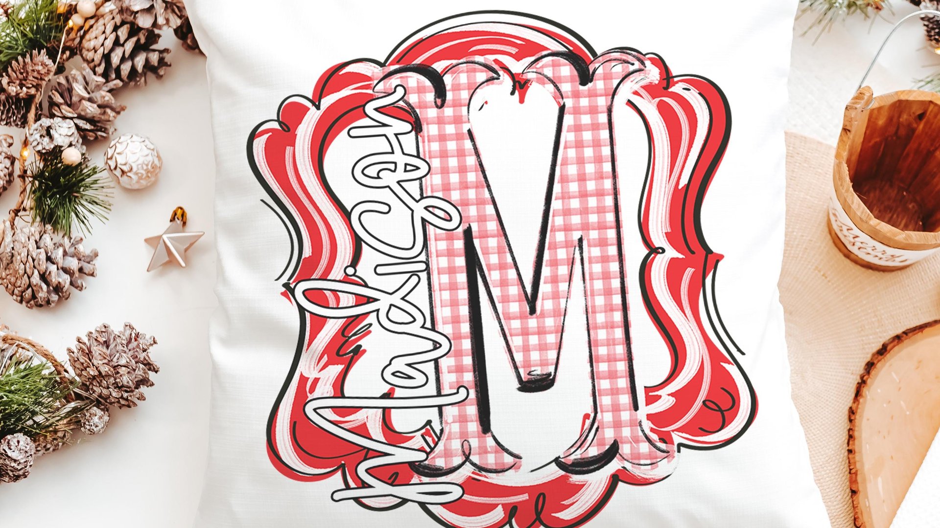 personalized initial throw pillow for couch blue gingham decorative pillows for girls, Carolina blue home decor gift dorm decor, name pillow