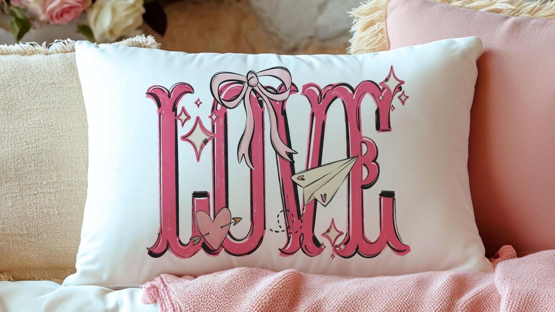 love coquette kitchen towel for Valentines day gifts for girlfriend, preppy Valentines kitchen decor, Galentines day gifts for friends, best