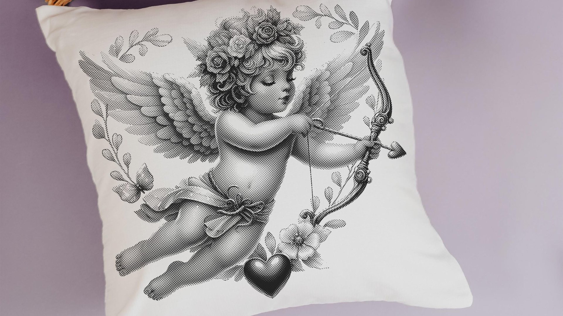 vintage cupid Valentines throw pillow covers 18x18, Galentines day gifts for friends, Valentines day decorative pillows for couch dorm decor