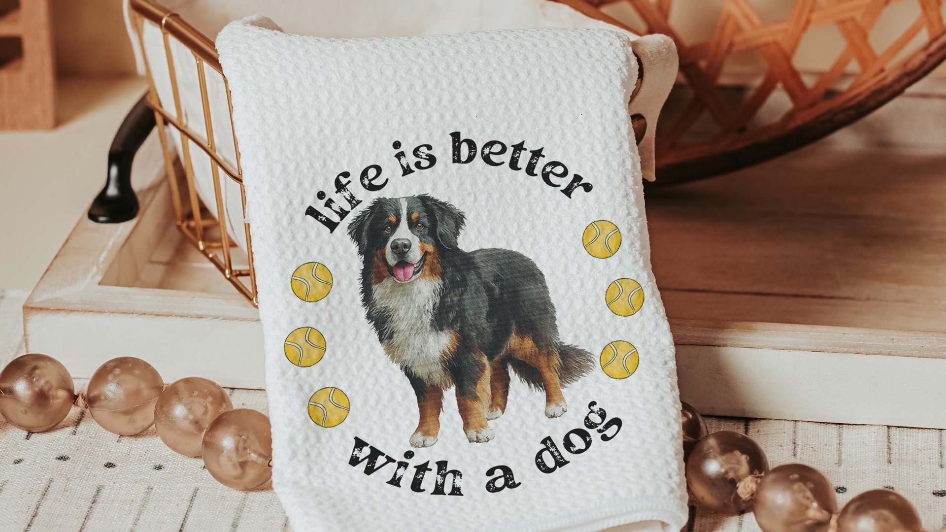 Life is better with a dog throw pillow & towel