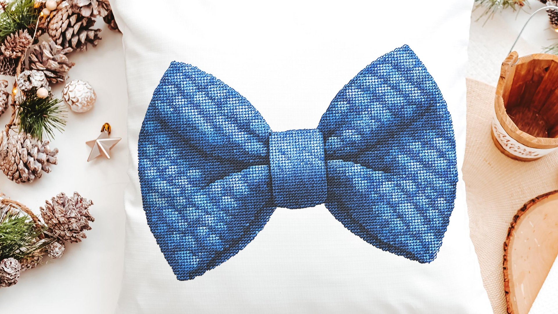 Pink & Blue bow coquette throw pillow