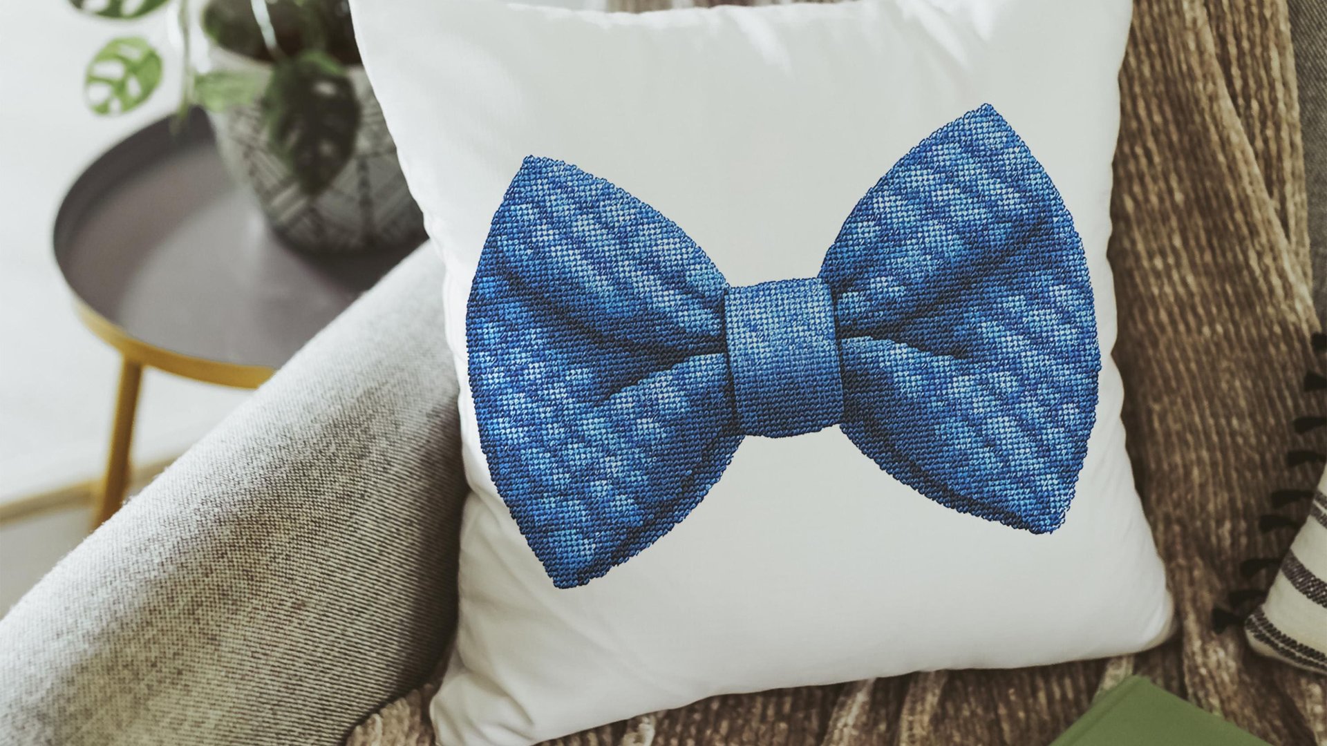 Pink & Blue bow coquette throw pillow