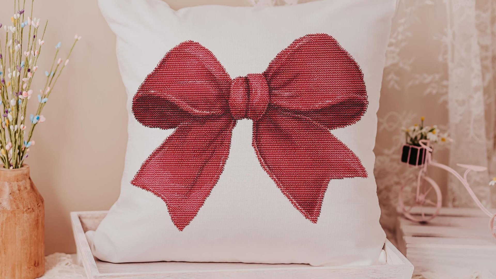 Red coquette bow decorative 