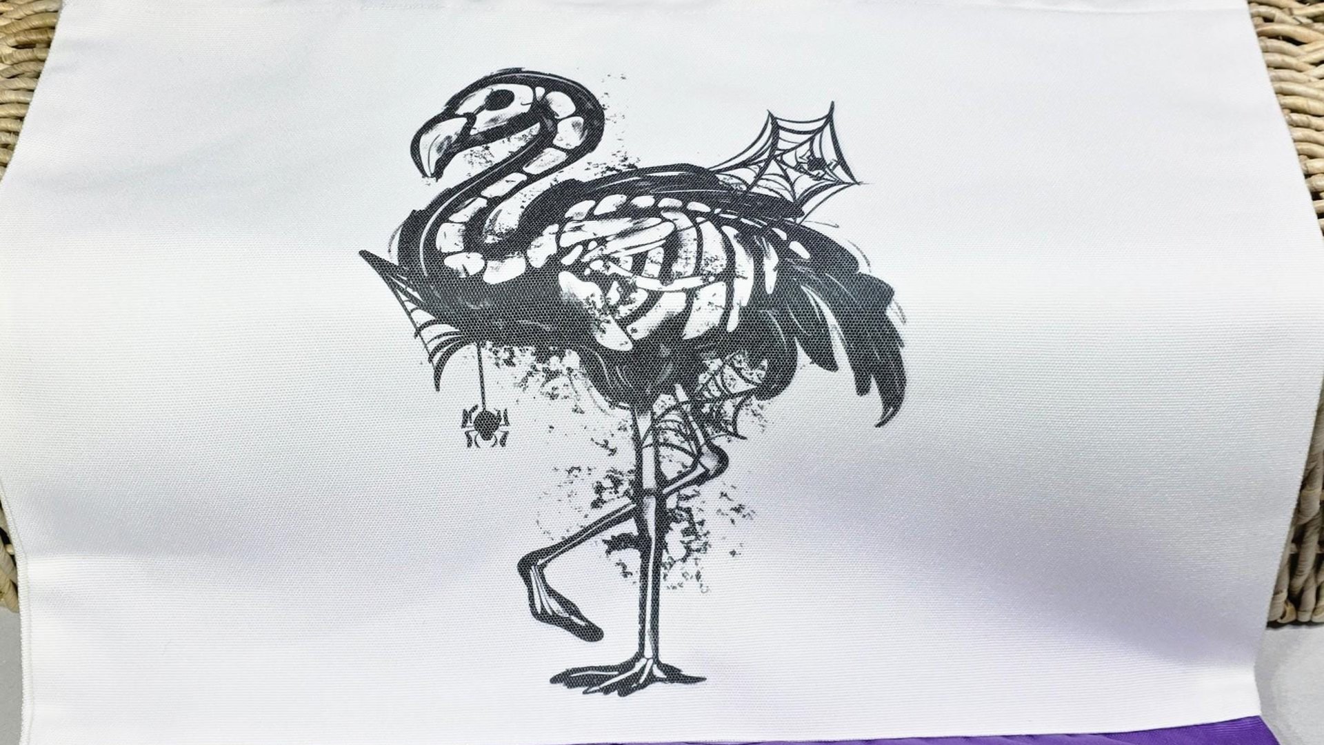 Halloween flamingo skeleton trick or treat bag for girls, spooky cute Halloween tote bag for women, boo basket stuffers for girlfriend, goth