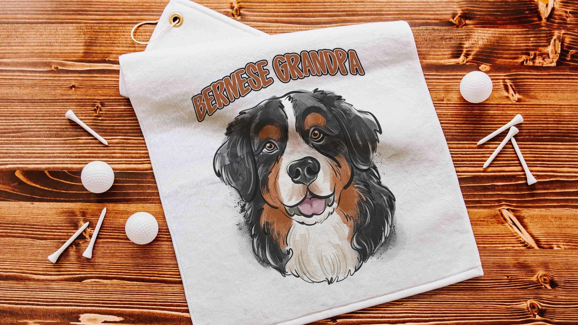 Personalized bernese dad golf towel dog gifts for men, Bernese mountain dog Fathers day gifts for golfers, golf stocking stuffers, golf dad