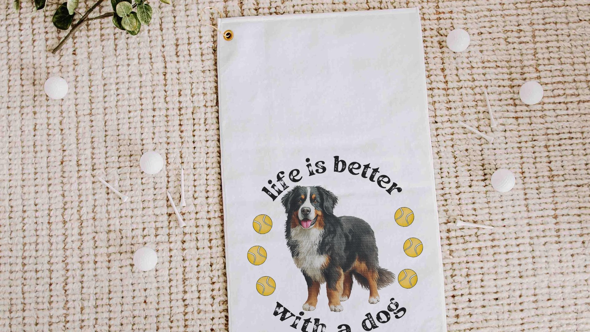 life is better with a dog tennis towels for women, tennis mom sweat towel with loop, unique dog mom gifts, best gifts for dog lovers, gym
