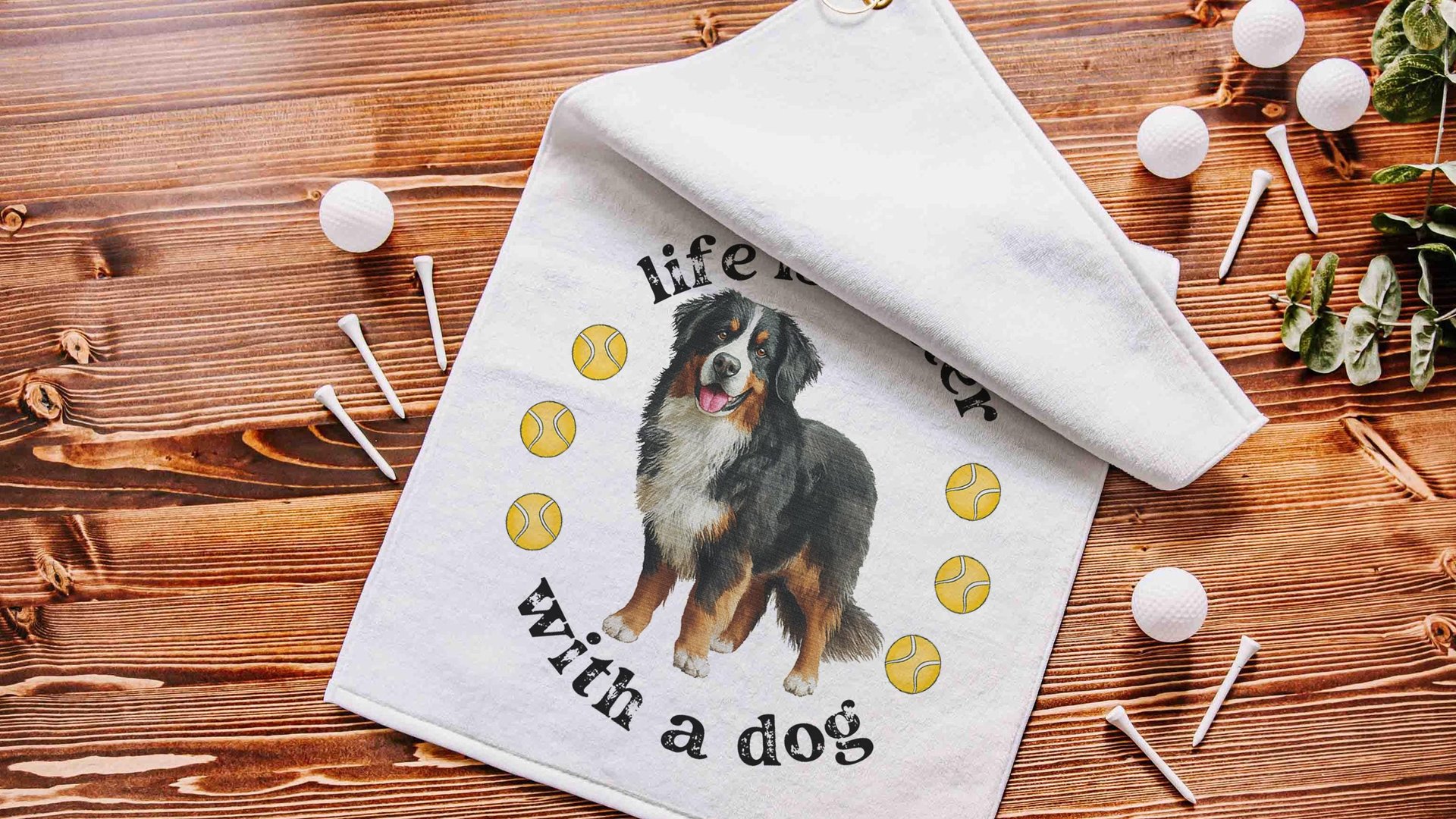 life is better with a dog tennis towels for women, tennis mom sweat towel with loop, unique dog mom gifts, best gifts for dog lovers, gym
