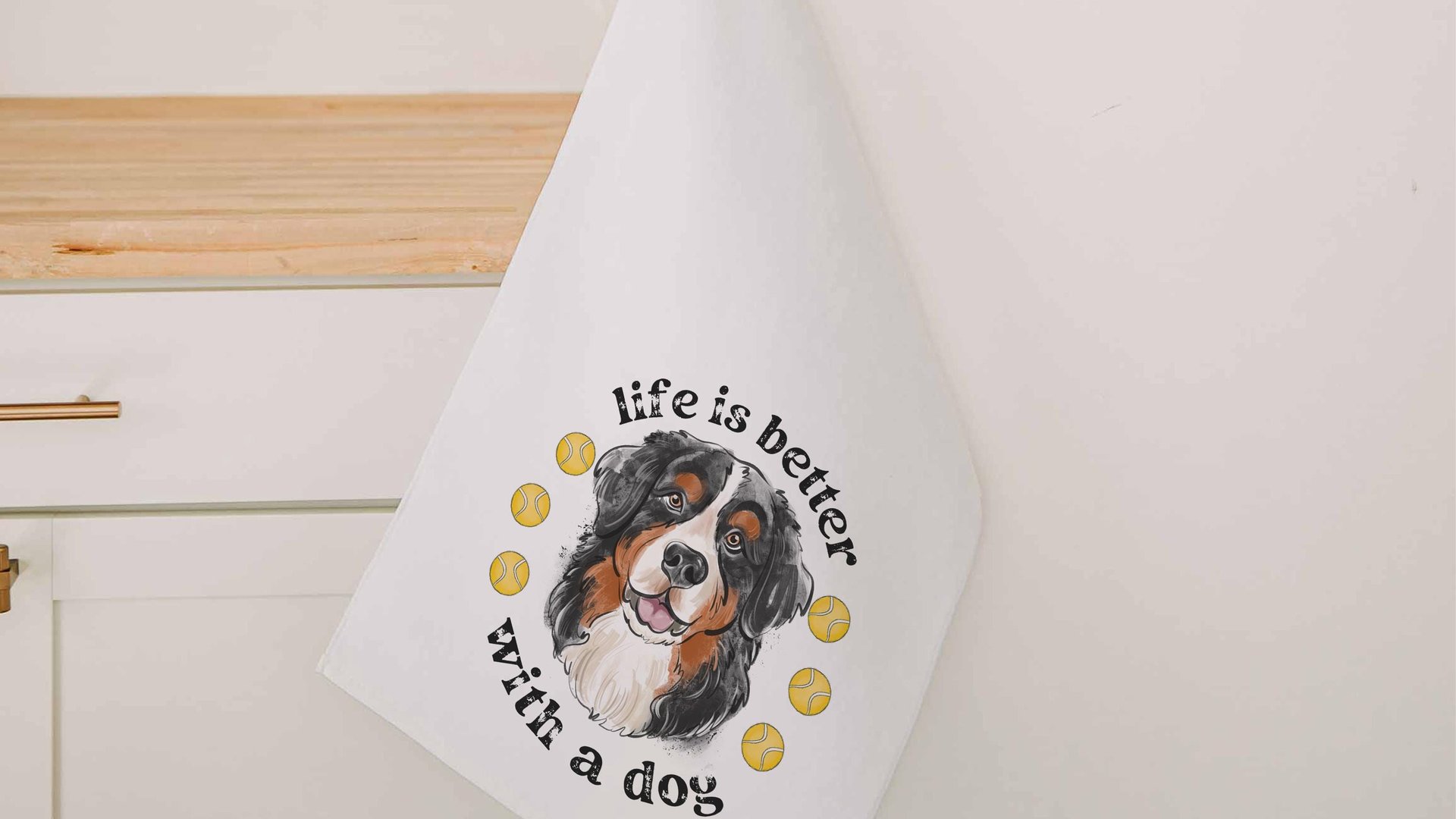 life is better with dogs golf towel Christmas gifts for golfers, golf stocking stuffers, Bernese mountain dog gift for him, golf bag towel