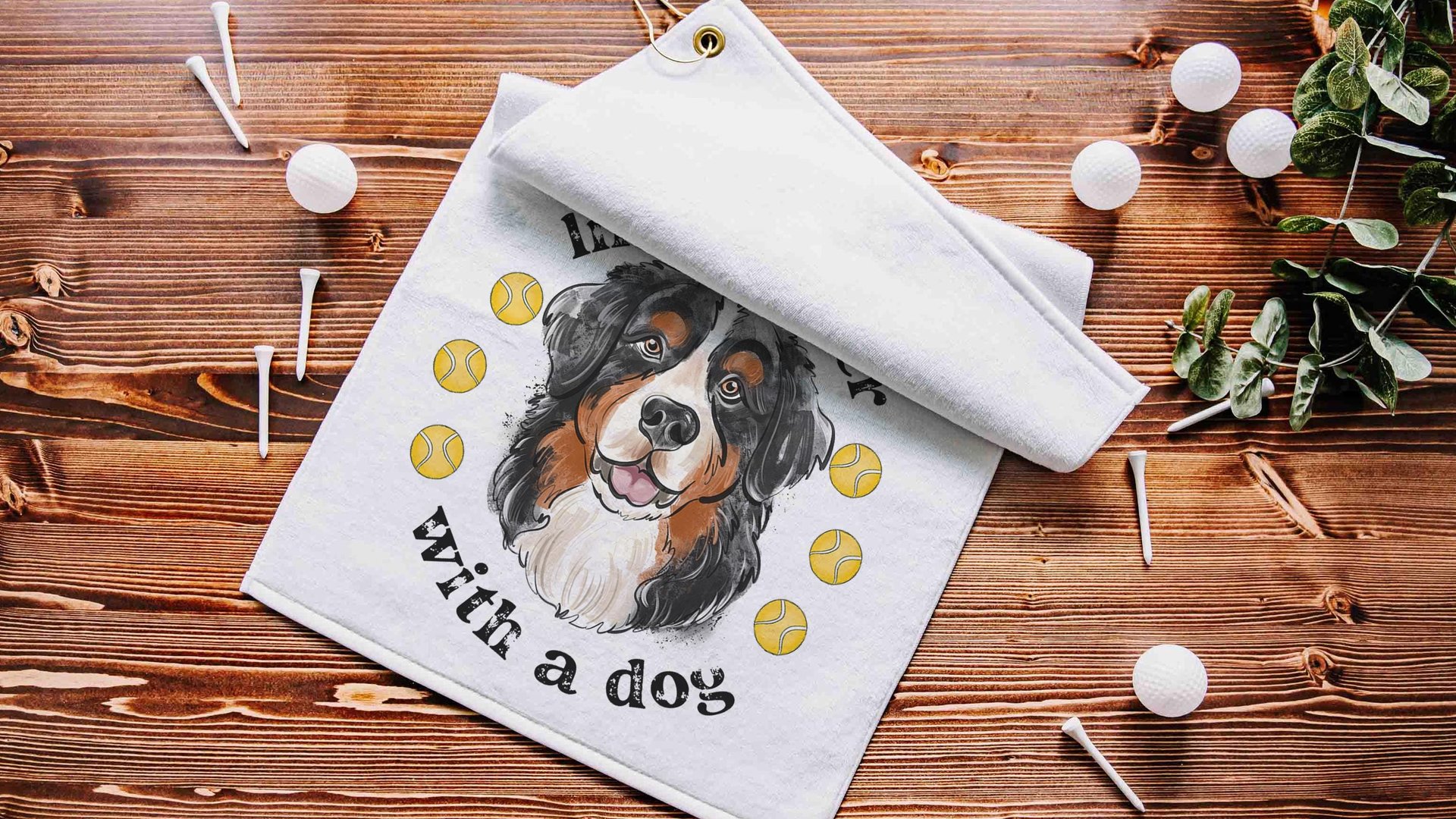 life is better with dogs golf towel Christmas gifts for golfers, golf stocking stuffers, Bernese mountain dog gift for him, golf bag towel