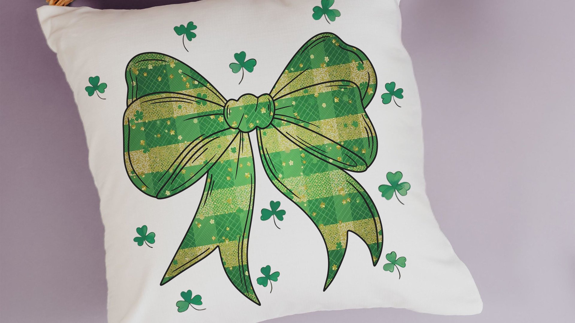 St Patricks day coquette bow throw pillows