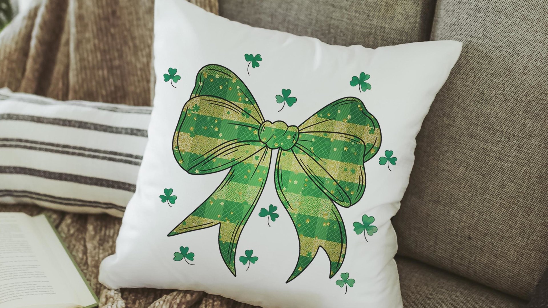 St Patricks day coquette bow throw pillows