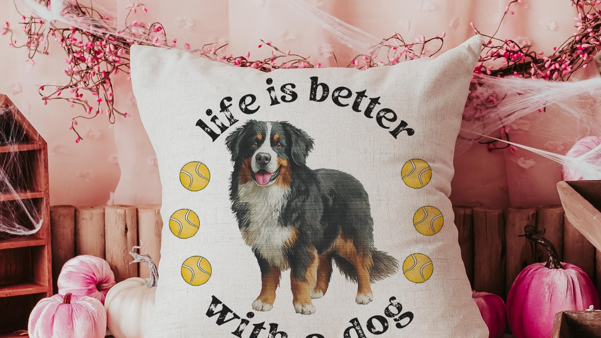Life is better with a dog throw pillow & towel