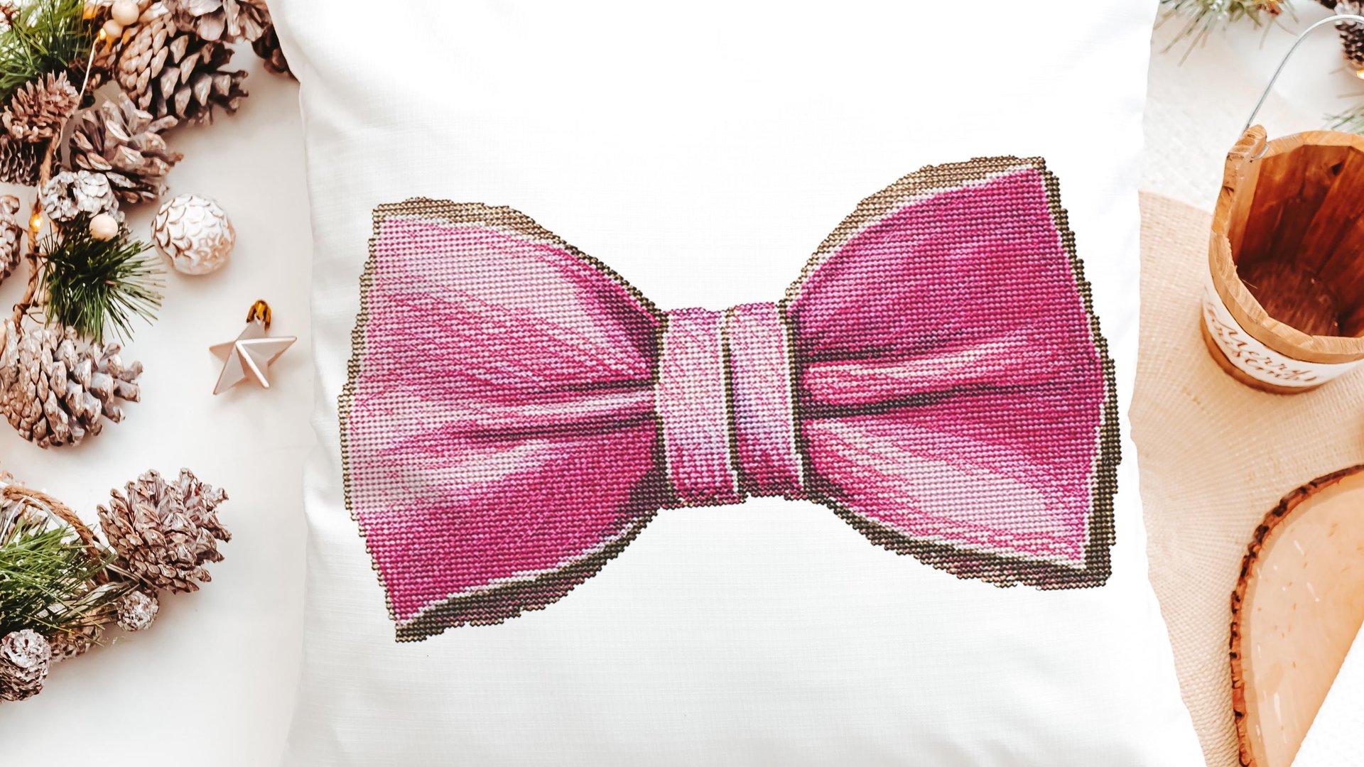 Pink & Blue bow coquette throw pillow