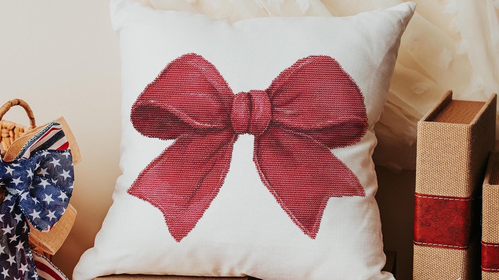 Red coquette bow decorative 