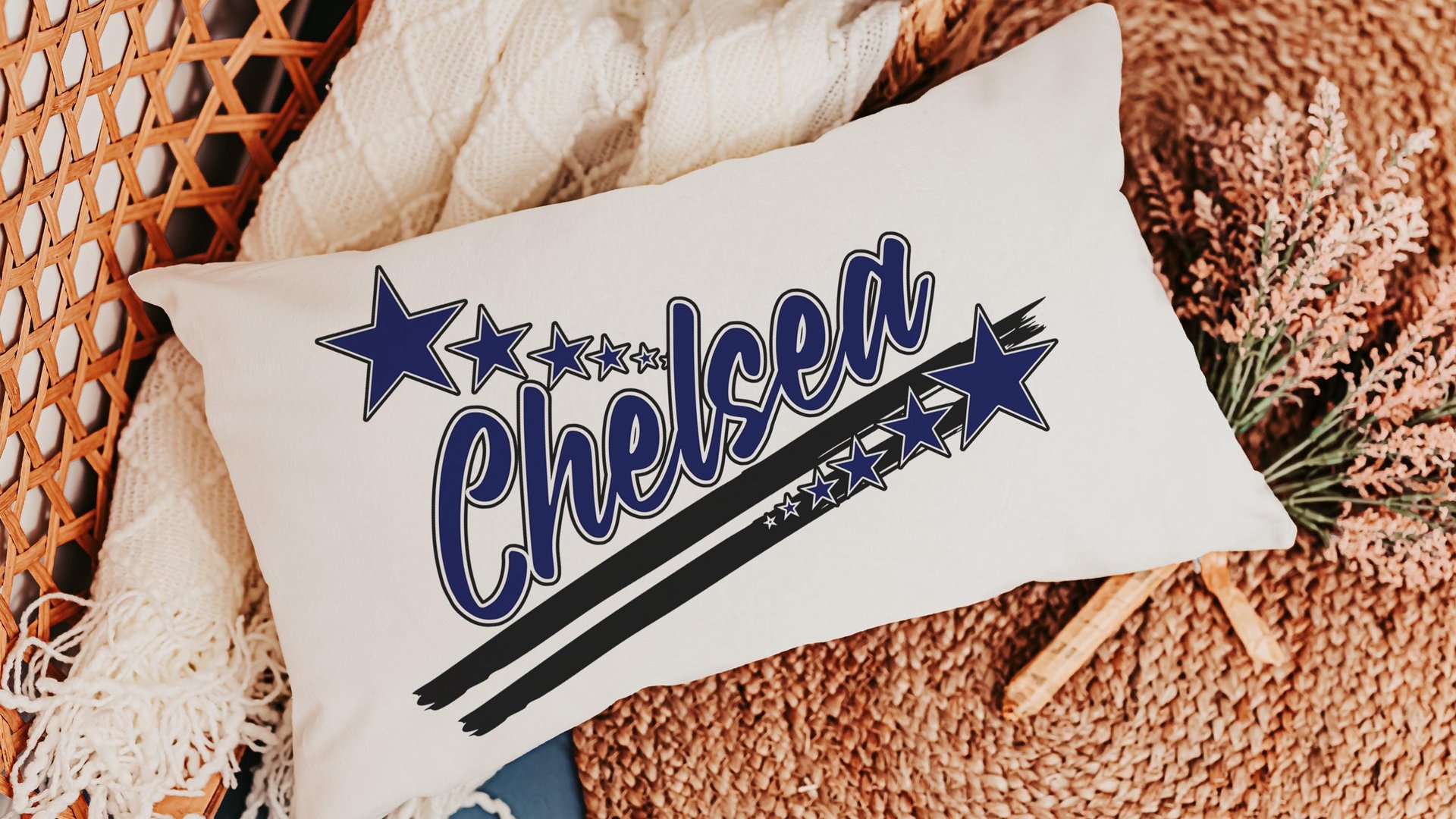 Personalized carolina blue name long pillow