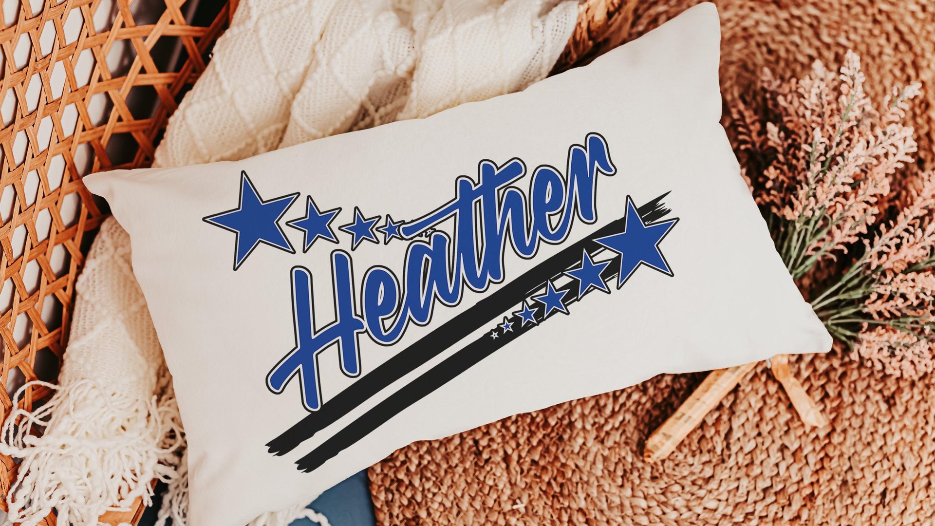 Personalized carolina blue name long pillow