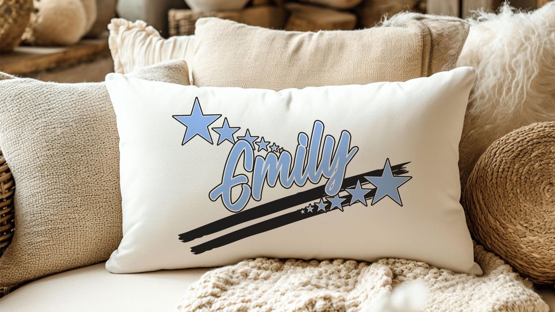 Personalized carolina blue name long pillow