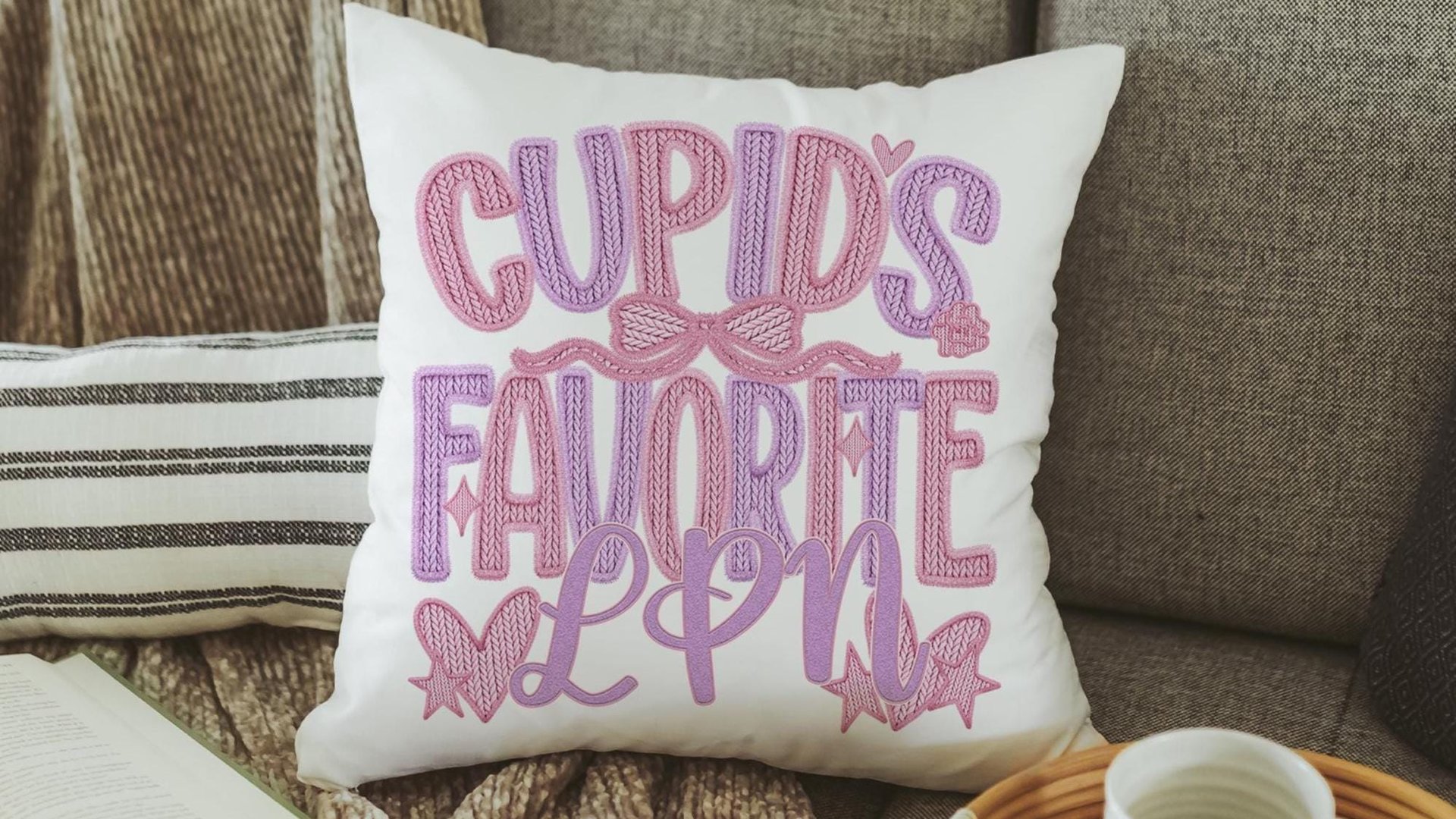 cupids favorite nurse throw pillows for women, office accessories healthcare worker gifts, RN gifts funny Valentines day best selling gifts
